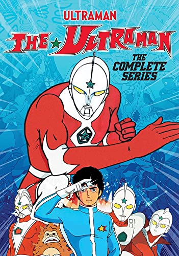 Ultraman series DVD cover featuring a red superhero and a boy saluting.