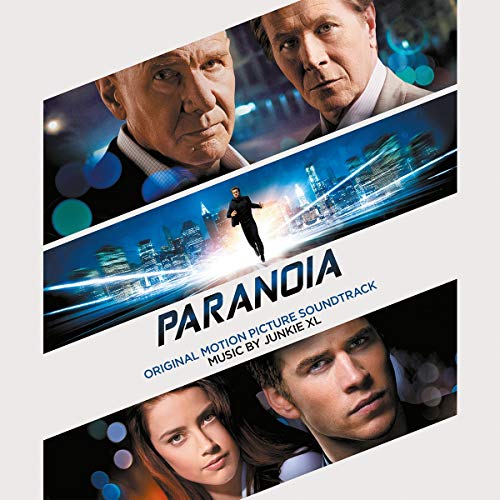 Paranoia" soundtrack album cover featuring portraits and a city skyline.