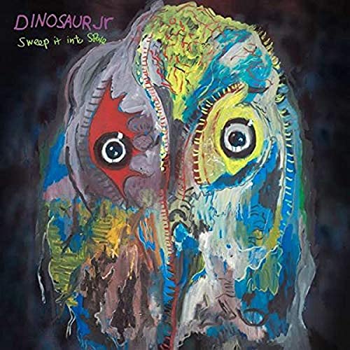 Album cover for Dinosaur Jr.'s "Sweep It Into Space" featuring abstract owl art.