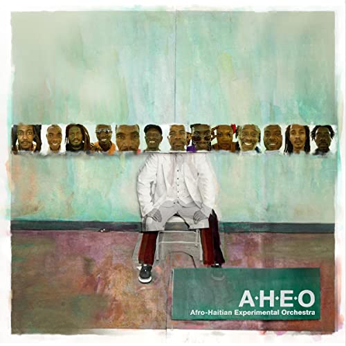 CD cover: painted wall with portraits of people and a seated figure.