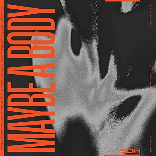 Vinyl album cover with abstract, blurred face and bold red text.