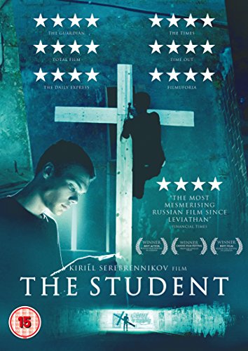 DVD cover for “The Student” film, featuring a silhouetted figure and cross.