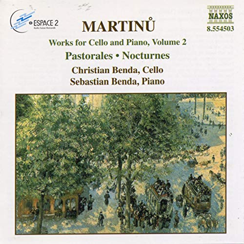 CD cover with a painting of people in a park by a river.