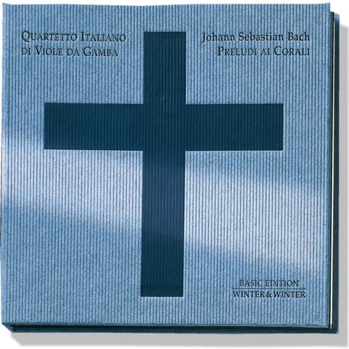 CD cover for Bach Preludes and Chorales with a dark cross design.