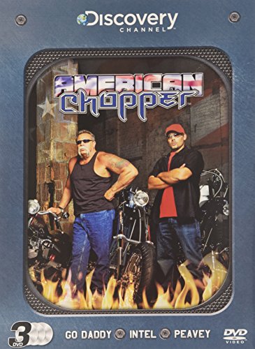 “American Chopper” DVD cover featuring two men and motorcycles with flames.