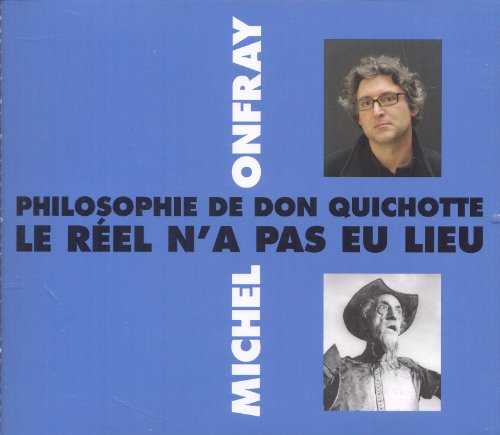 CD cover: blue background, portrait of Michel Onfray, Don Quixote image.
