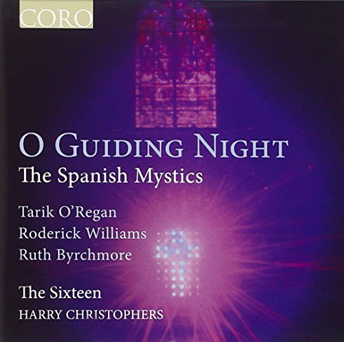 CD cover for "O Guiding Night" featuring a stained-glass window image.