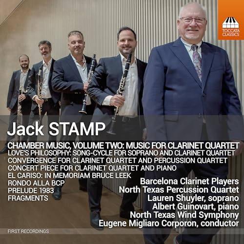 CD cover featuring musicians with clarinets, text listing composers and performers.