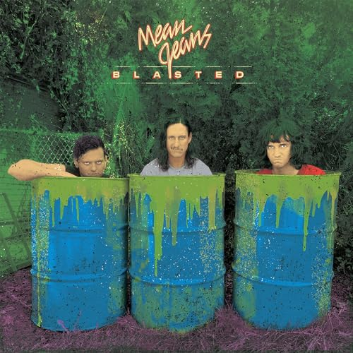 Album cover for Mean Jeans’ “Blasted” featuring three people in barrels.