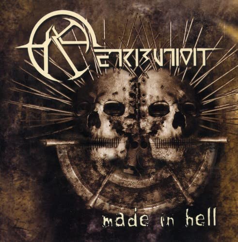 CD cover: two skulls pierced with spikes, dark and gritty texture.