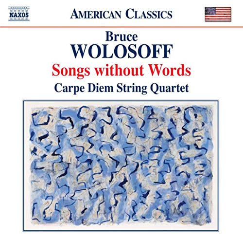 CD cover for “Songs Without Words” by Wolosoff, with abstract blue art.