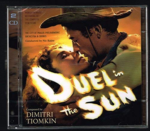 CD cover for "Duel in the Sun" soundtrack featuring a couple and fiery text.