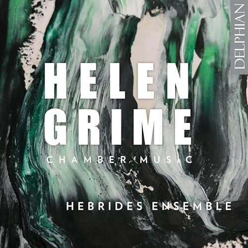CD cover for Helen Grime’s chamber music, abstract green and white design.
