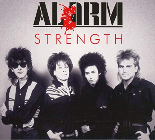 Album cover for The Alarmās āStrengthā featuring a band portrait.