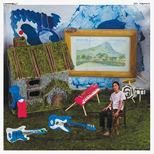 Album cover: collage with a man, instruments, and a miniature landscape.