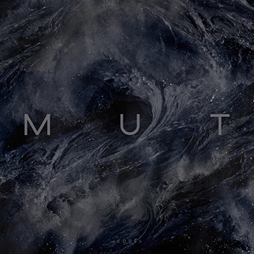 Dark abstract swirls with the word "MUT" and "CODE" text overlay.