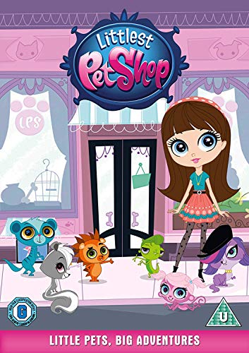 Littlest Pet Shop DVD cover featuring a girl and colorful animal characters.