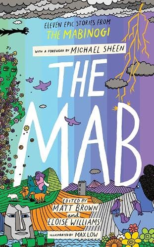 Book cover for “The Mab” with illustrated landscape and fantastical creatures.