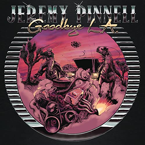 Album cover with two cowboys on horses and a car engine in a circle.