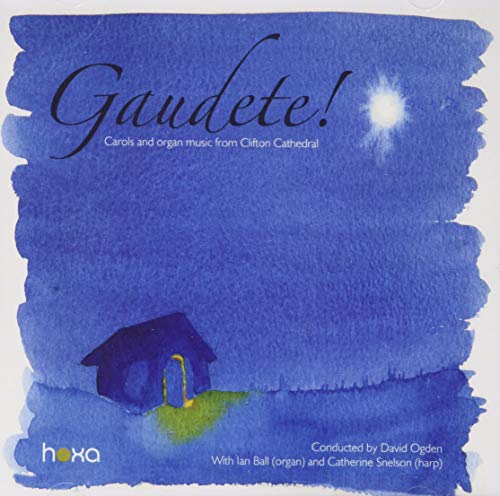 CD cover: “Gaudete!” with a blue watercolor night scene and house.