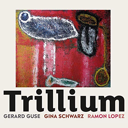 CD cover: abstract painting of white and black shapes on red background.