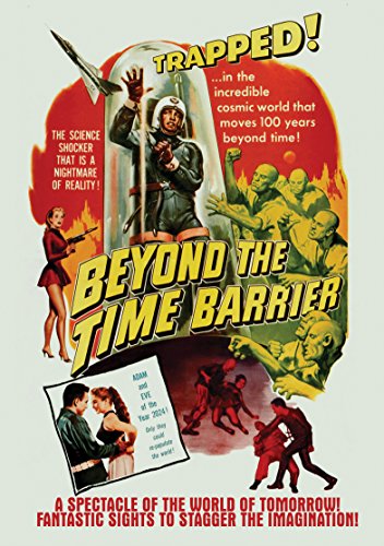 Vintage DVD cover for "Beyond The Time Barrier" featuring a rocket and figures.