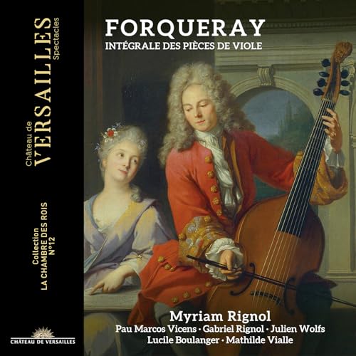 CD cover featuring 18th-century figures with a viola, titled “Forqueray”.