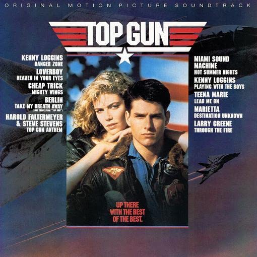 Top Gun soundtrack CD cover featuring Tom Cruise and Kelly McGillis.