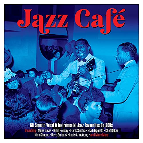 CD cover for "Jazz Café" featuring vintage musicians in blue tones.