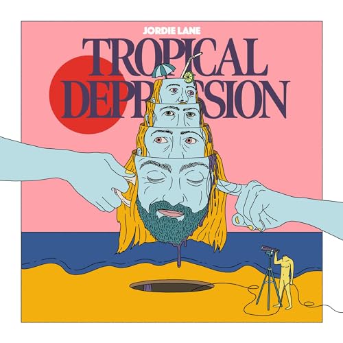 Album cover: stacked faces, hands pointing, ocean, and a person with a telescope.