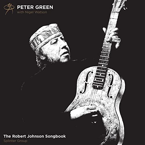 Black and white album cover featuring Peter Green playing an acoustic guitar.