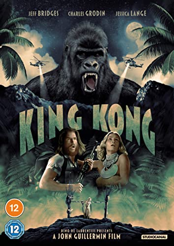 King Kong DVD cover featuring a gorilla, helicopters, and two people.