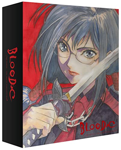 “Blood-C” Blu-ray case featuring an anime girl with a sword and glasses.