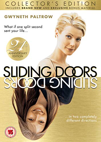 DVD cover for "Sliding Doors" featuring Gwyneth Paltrow in a split image.