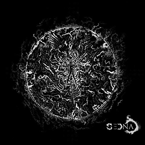 Black album cover with white abstract circle and Sedna logo in the corner.