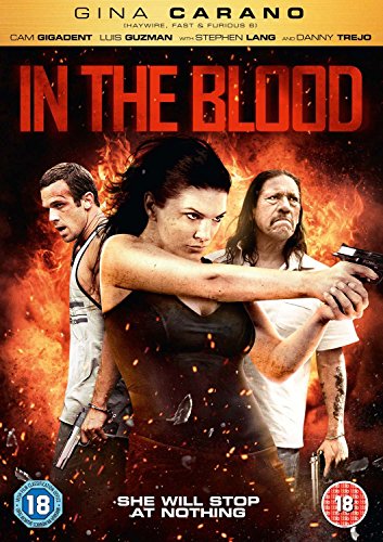 DVD cover for "In The Blood" featuring a woman holding a gun.