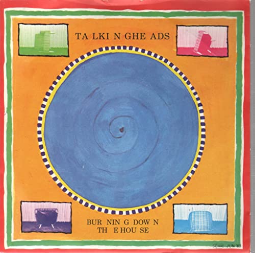 Vinyl record cover with abstract geometric shapes and blue center.