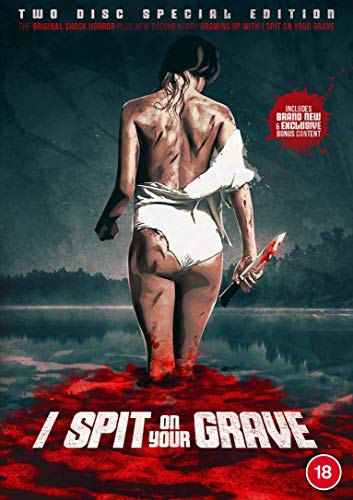 DVD cover for "I Spit on Your Grave" showing a woman with a knife.