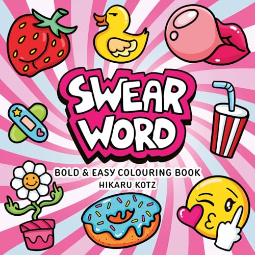 Colouring book cover with cartoon images and bold "SWEAR WORD" text.
