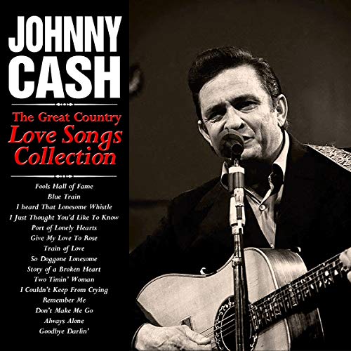 CD cover featuring Johnny Cash with song list, black and white image.