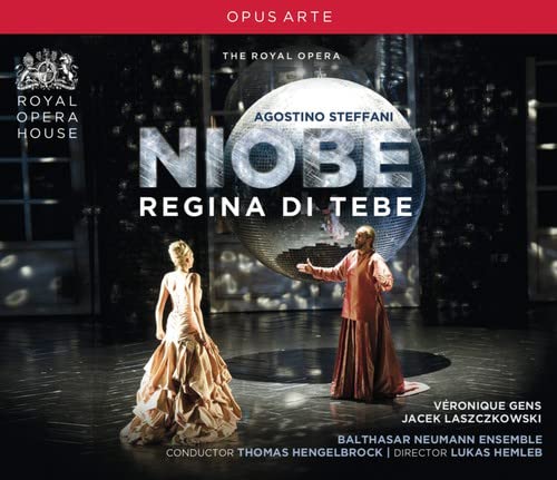 CD cover for Steffani’s “Niobe Regina” opera, featuring performers onstage.