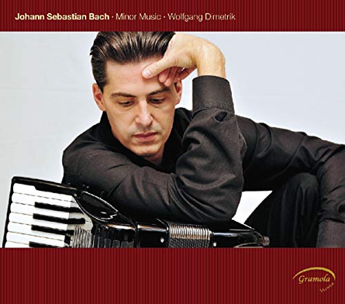 CD cover: Man with accordion, titled āMinor Musicā by Wolfgang Dimetrik.
