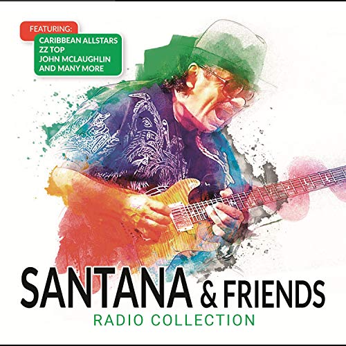 Carlos Santana playing guitar on the album cover for “Radio Collection.”