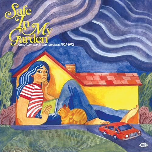 Vinyl record cover: woman by a house with a cat and car.