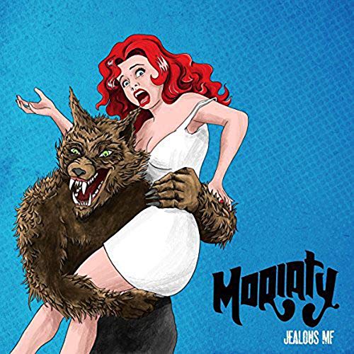 CD cover: woman with werewolf, illustrated in a comic book style.