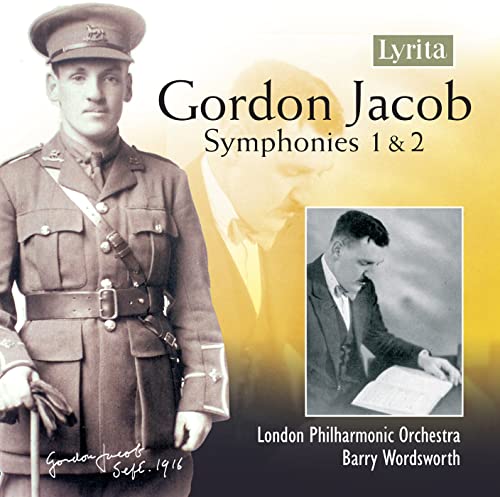 CD cover featuring portraits of composer Gordon Jacob and conductor Barry Wordsworth.