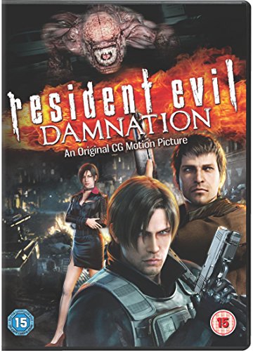 Resident Evil: Damnation DVD cover with characters and a monster.