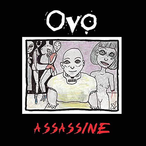 Ovo album cover: “Assassine” with crude, colorful cartoon figures.