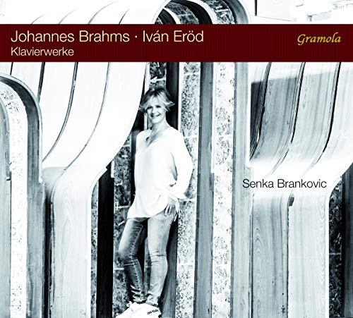CD cover featuring pianist Senka Brankovic leaning against architectural columns.