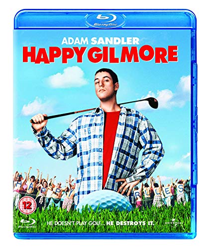 Happy Gilmore" Blu-ray cover featuring Adam Sandler with a golf club.
